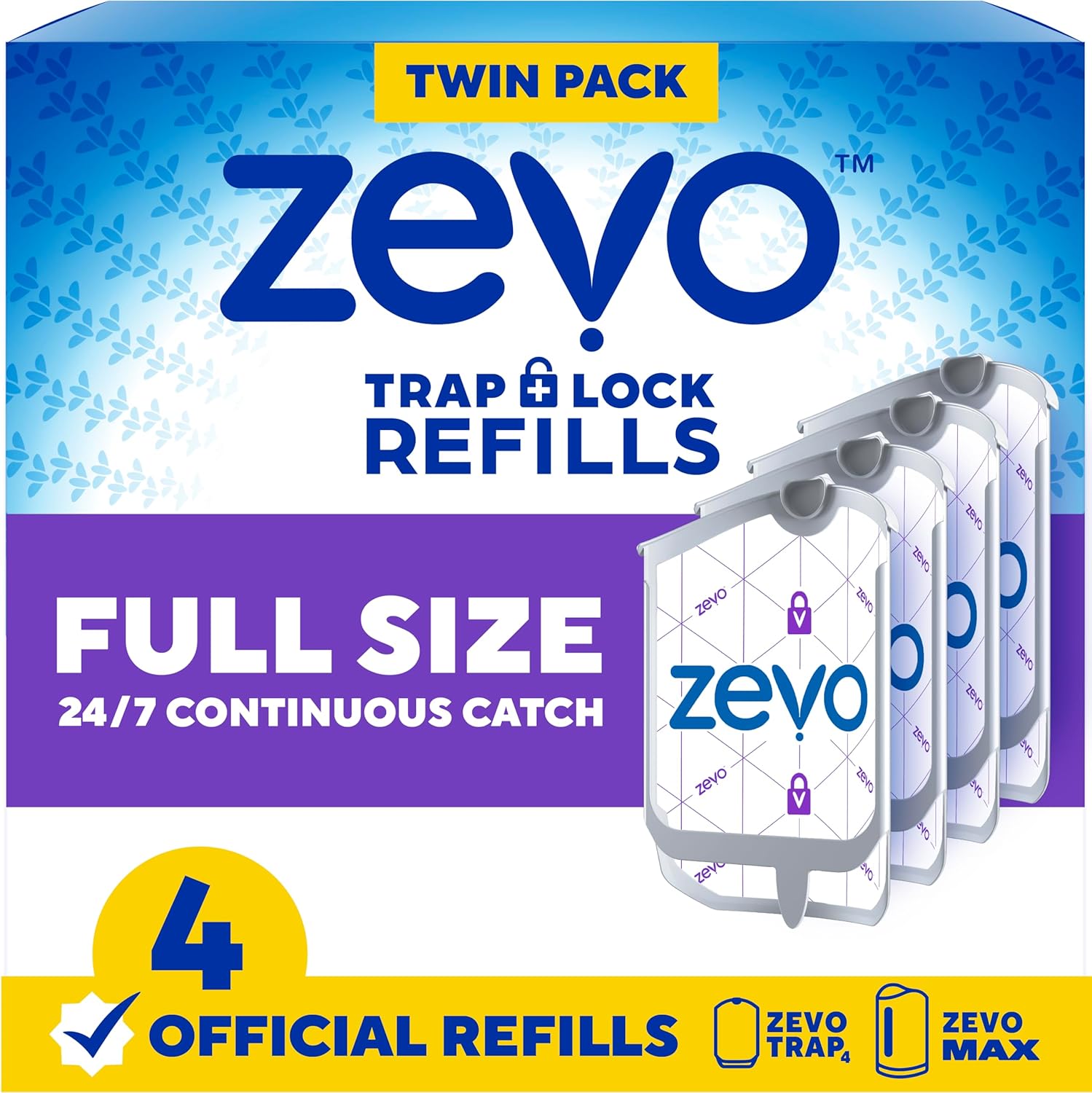 Zevo Flying Insect Trap Official Refill Cartridges - Fits Zevo Trap and MAX Indoor Fly Trap
