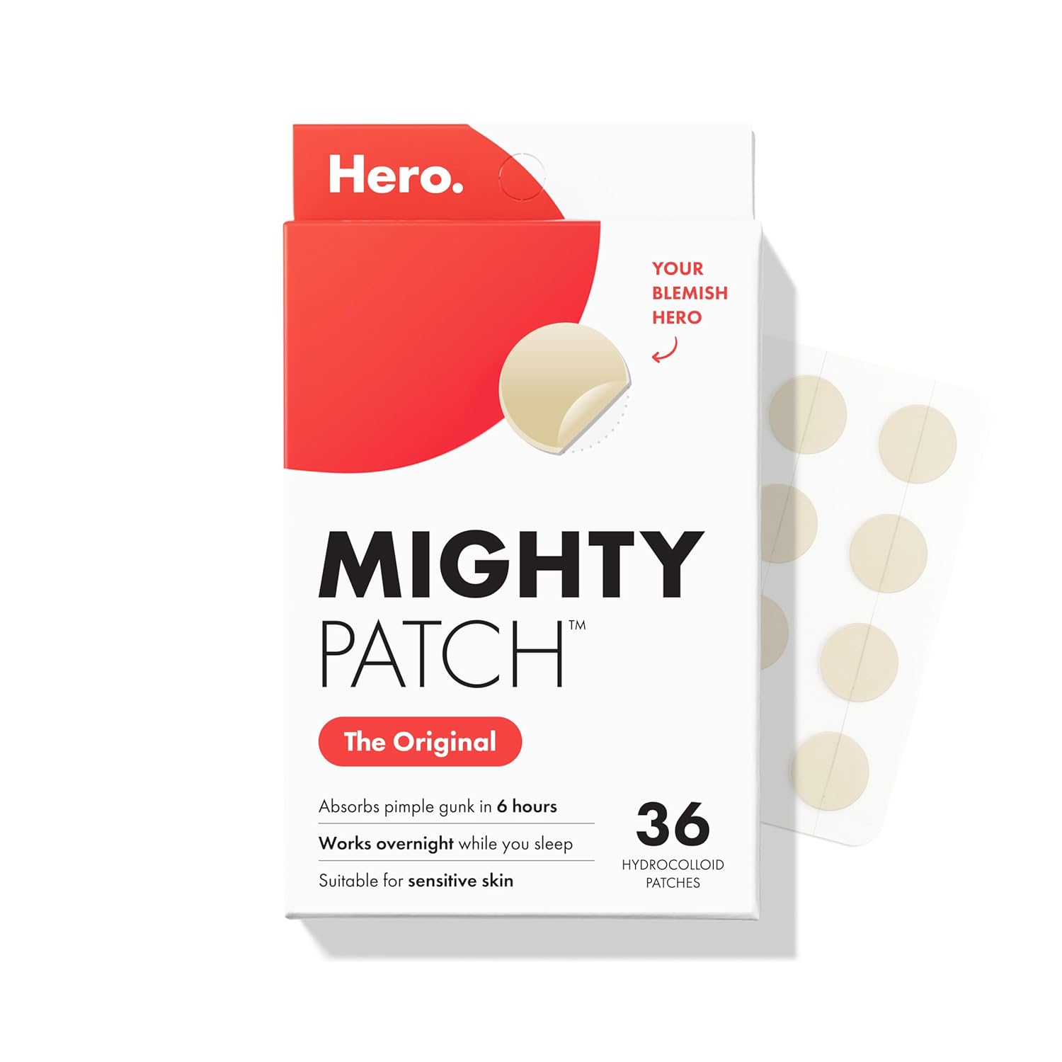 Mighty Patch Original from Hero Cosmetics - Hydrocolloid Acne Pimple Patch for Zits and Blemishes