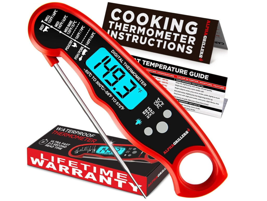 Alpha Grillers Meat Thermometer Digital – Instant Read Food Thermometer for Cooking & Grilling
